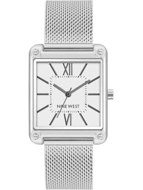 Nine West Accessories - Nine West Women's Silver Analog Japanese Quartz Mesh Rectangular Bracelet Watch